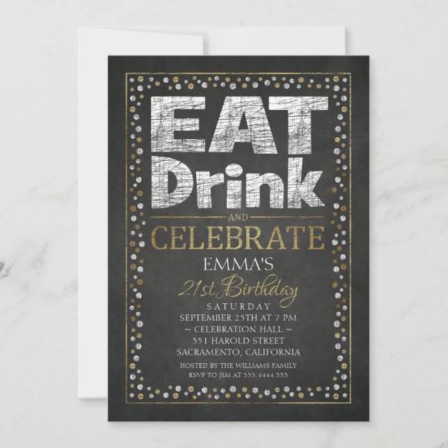 Convites de festas para aniversário de 21 anos de  (Frente)