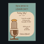 Convites de festas Personalizados de Microfone Vin<br><div class="desc">Quer você esteja hospedando uma festa de aniversário de marco, uma festa de karaoke ou outro evento especial sobre temas de música, esses convites de festas fáceis de personalizar são um meio na moda para divulgar a notícia. Estes convites apresentam um microfone retrovintage e cores quentes de azul-aqua, creme e...</div>