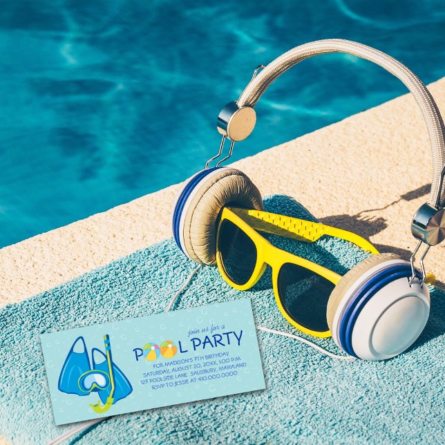 Convites de festas Piscina aniversário de criança (Criador carregado)
