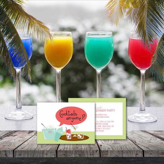 Convites de festas Retro Cocktail (Criador carregado)