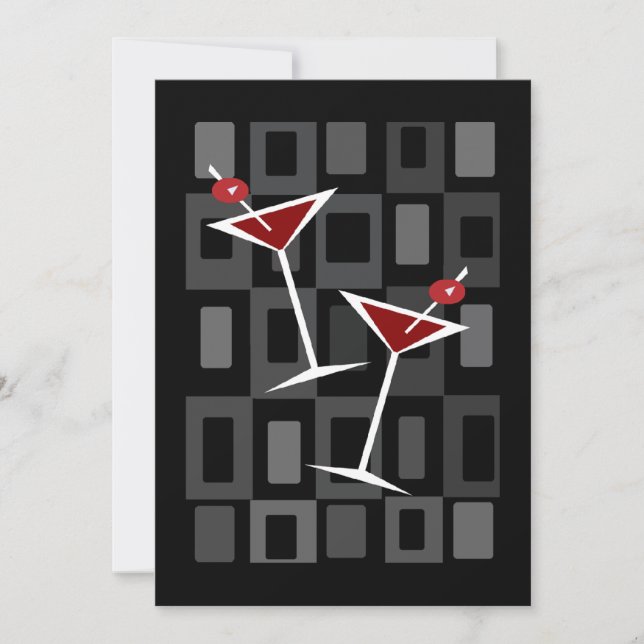 Convites de festas Retro Martini (Frente)