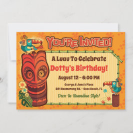 Convites de festas Retro Tiki Luau