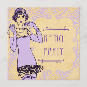 Convites de festas retros da menina do Flapper dos