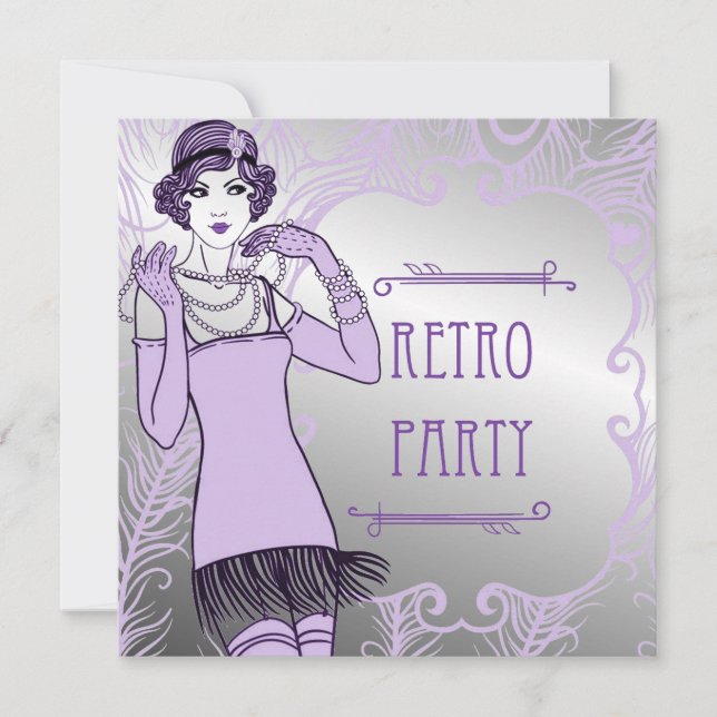Convites de festas retros da menina do Flapper dos (Frente)