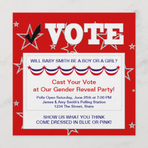 Convites de festas Revelação do Gênero Azul Vermel