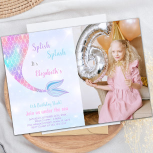 Convites de festas Sereias Personalizáveis para Cr
