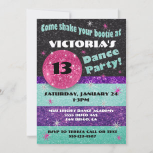 Convites de festas Sparkle Disco Dance