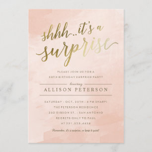 Convites de festas surpresa - Moderno Faux Dourado