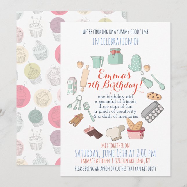 Convites de festas temáticos de cozimento (Frente/Verso)