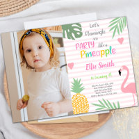 Convites de festas tropicais personalizáveis para