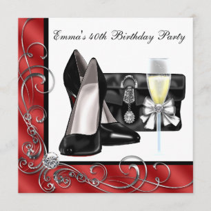 Convites de festas vermelhos do aniversário de 40