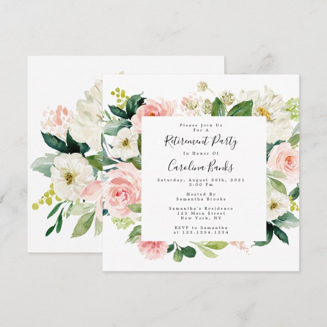 Convites de Florais para Festa de Aposentadoria, Q (Frente/Verso)