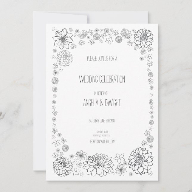 Convites de Flores de Casamento Rústico Personaliz (Frente)