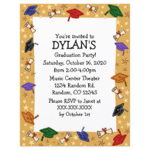 convites de folheto de festa de formatura do tema 