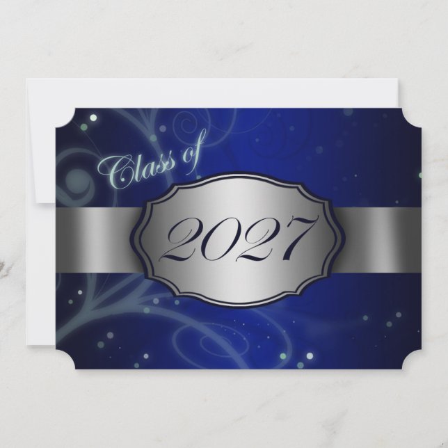 Convites de Formatura Azul e Prata 2027 (Frente)