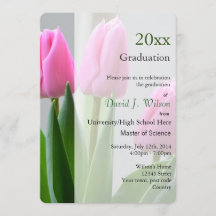 Convites de formatura com flores de tulipa rosa bo