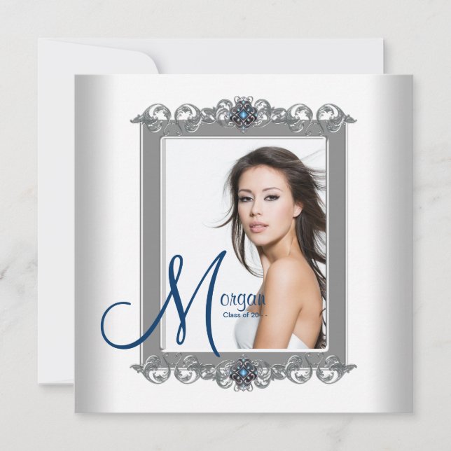 Convites de Formatura com Foto Azul Turquesa (Frente)