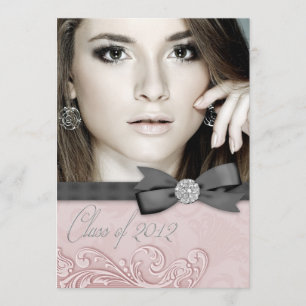 Convites de Formatura com Foto em Damasco Preto Ro