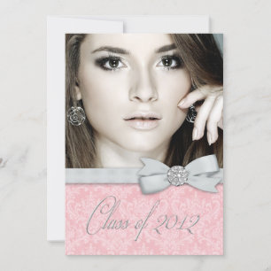 Convites de Formatura com Foto em Damasco Rosa