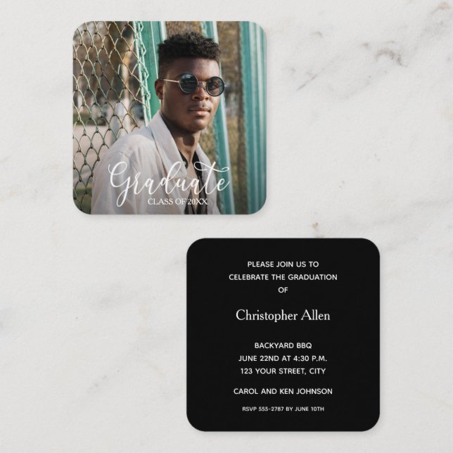 Convites de Formatura com Foto Quadrada MINI (Frente/Verso)