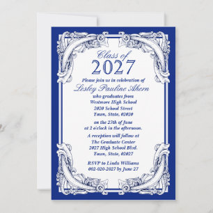 Convites de Formatura da Turma de 2027 Azul Branco