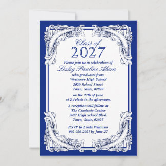 Convites de Formatura da Turma de 2027 Azul Branco