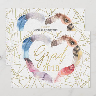 Convites de FORMATURA de Coração de Pena Boho Chic