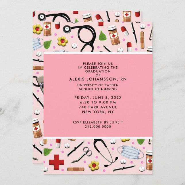 Convites de Formatura de Enfermagem (Frente/Verso)