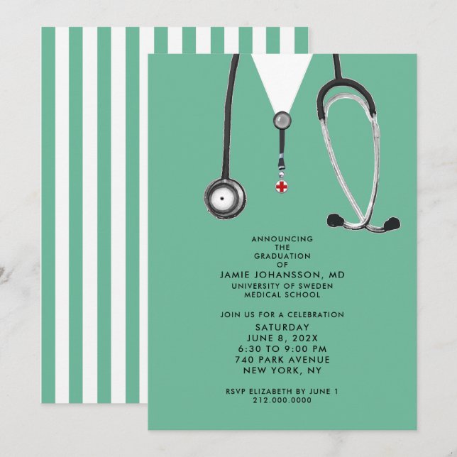 Convites de Formatura de Médico (Frente/Verso)