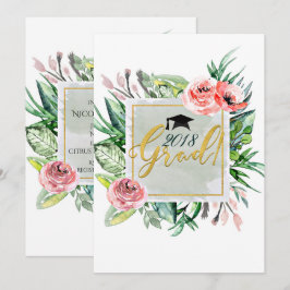 Convites de Formatura Florais Modernos Elegantes