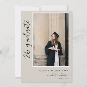 Convites de Formatura Neutros com 4 Fotos e Letra 
