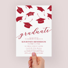 Convites de Formatura Vermelhos Simples Modernos