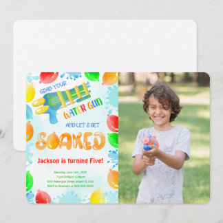 Convites de Foto de Aniversário com Pistola de Águ