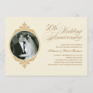 Convites de Foto de Aniversário de 50 Anos Clássic