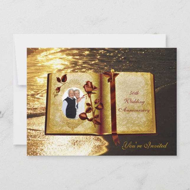 Convites de Foto de Aniversário de 50 Anos de Casa (Frente)