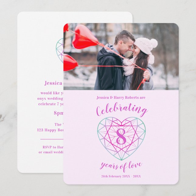 Convites de foto de aniversário de 8 anos de Tourm (Frente/Verso)