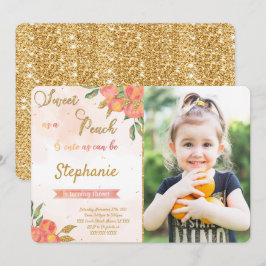 Convites de Foto de Aniversário de Pêssego