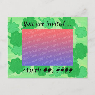 Convites de Foto de Casamento Green Shamrocks Cart