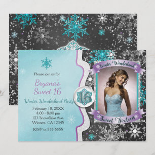 Convites de Foto de Festa Sweet 16 do Winter Wonde