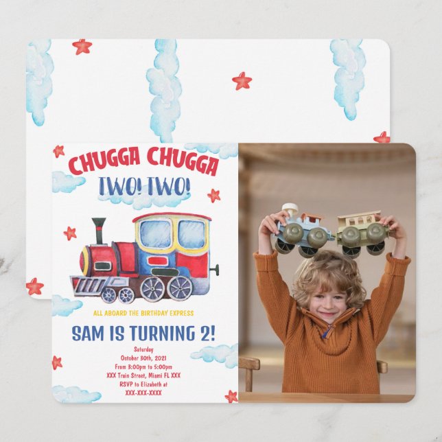 Convites de Foto de Trem (Frente/Verso)