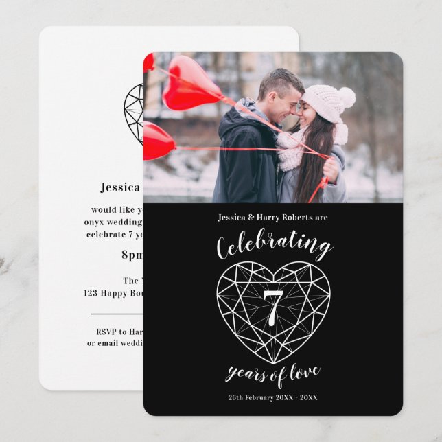 Convites de foto do aniversário de 7 anos da Onyx (Frente/Verso)