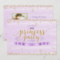 Convites de Foto Dourado e Roxo da Festa da Prince