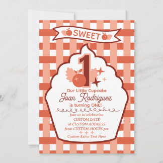 Convites de Foto Gingham para Primeiro Aniversário