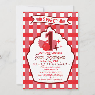 Convites de Foto Gingham para Primeiro Aniversário