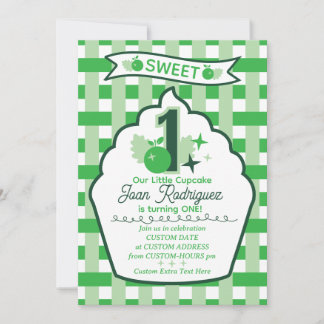 Convites de Foto Gingham para Primeiro Aniversário