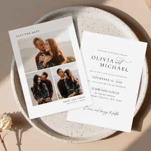Convites de Foto para Casamento Boho com Rótulo Ro
