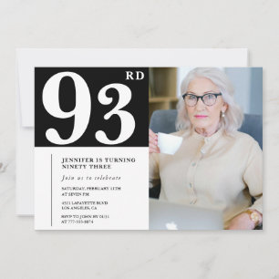 Convites de Foto Preto e Branco para 93º Aniversár