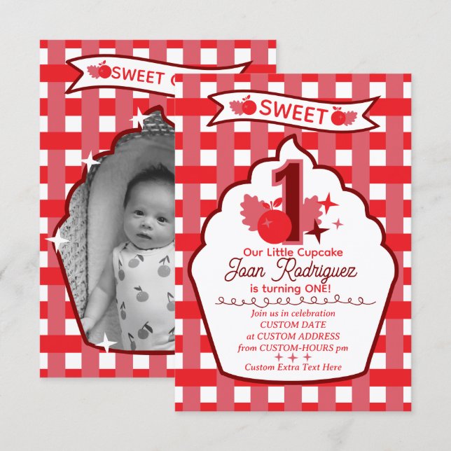 Convites de Foto Sweet One Cartão de Agradecimento (Frente/Verso)
