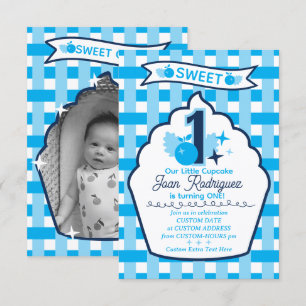 Convites de Foto Sweet One Flat Cartão de Agradeci
