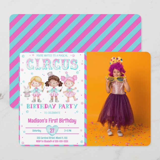 Convites de Fotografia de Aniversário do Carnaval (Frente/Verso)